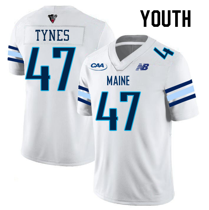 Youth #47 Jared Tynes Maine Black Bears College Football Jerseys Stitched Sale-White